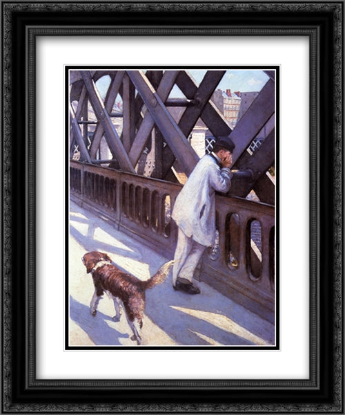 Le Pont De L'Europe (detail) 20x24 Black Ornate Wood Framed Art Print Poster with Double Matting by Caillebotte, Gustave