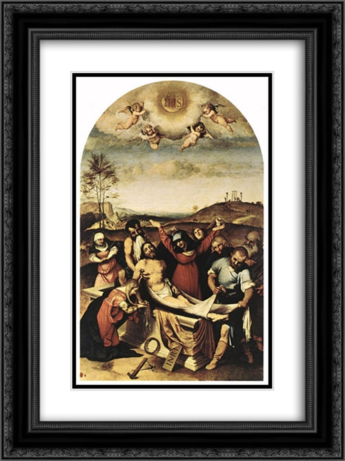 Deposition 18x24 Black Ornate Wood Framed Art Print Poster with Double Matting by Lotto, Lorenzo