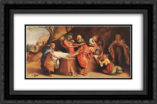 Deposition 24x16 Black Ornate Wood Framed Art Print Poster with Double Matting by Lotto, Lorenzo