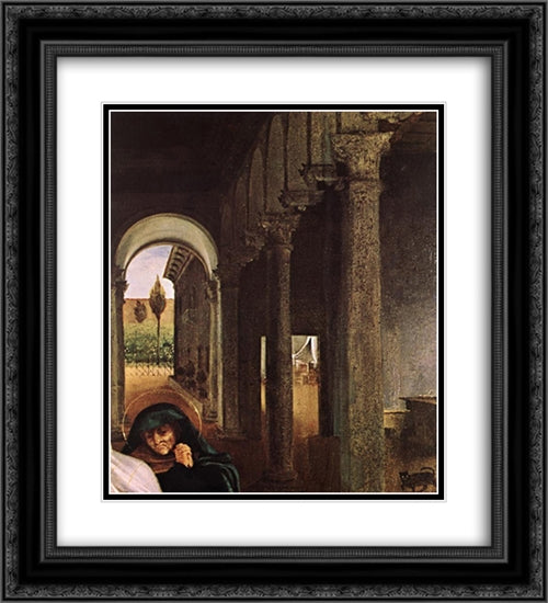 Christ Taking Leave of his Mother [detail: 1] 20x22 Black Ornate Wood Framed Art Print Poster with Double Matting by Lotto, Lorenzo