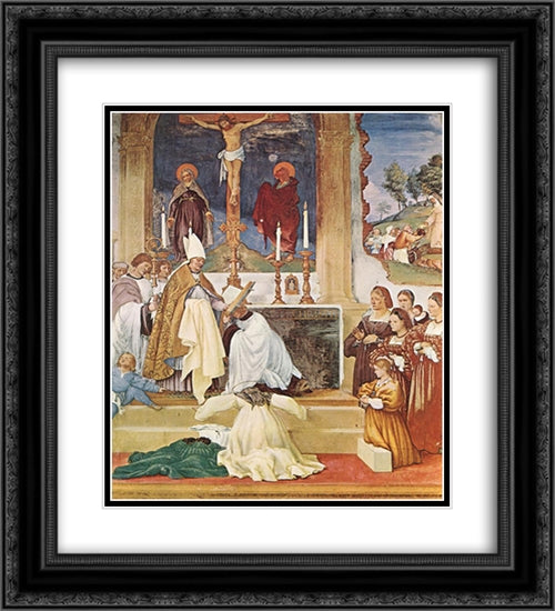 Vestiture of St Bridget 20x22 Black Ornate Wood Framed Art Print Poster with Double Matting by Lotto, Lorenzo