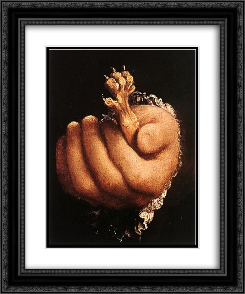 Man with a Golden Paw [detail: 1] 20x24 Black Ornate Wood Framed Art Print Poster with Double Matting by Lotto, Lorenzo