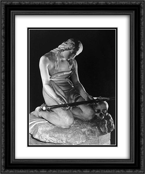 Maddalena Penitente 20x24 Black Ornate Wood Framed Art Print Poster with Double Matting by Canova, Antonio