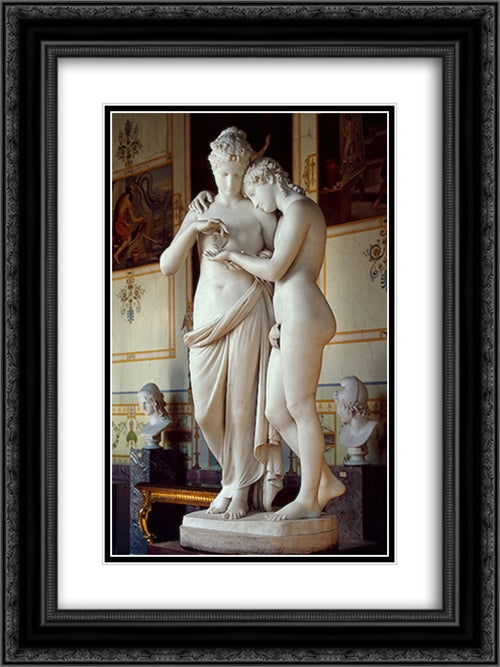 Cupid and Psyche 18x24 Black Ornate Wood Framed Art Print Poster with Double Matting by Canova, Antonio