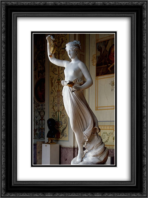 Hebe 18x24 Black Ornate Wood Framed Art Print Poster with Double Matting by Canova, Antonio