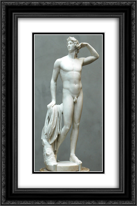 Apollo crowning himself 16x24 Black Ornate Wood Framed Art Print Poster with Double Matting by Canova, Antonio