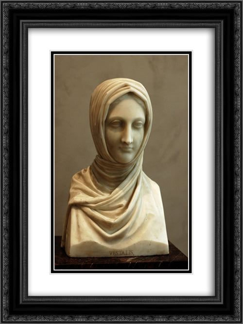 Bust of a Vestal Virgin 18x24 Black Ornate Wood Framed Art Print Poster with Double Matting by Canova, Antonio