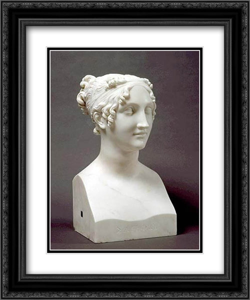 Sappho 20x24 Black Ornate Wood Framed Art Print Poster with Double Matting by Canova, Antonio