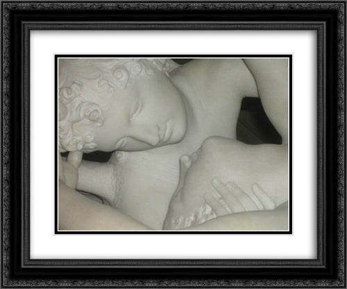 Cupid and Psyche [detail #1] 24x20 Black Ornate Wood Framed Art Print Poster with Double Matting by Canova, Antonio