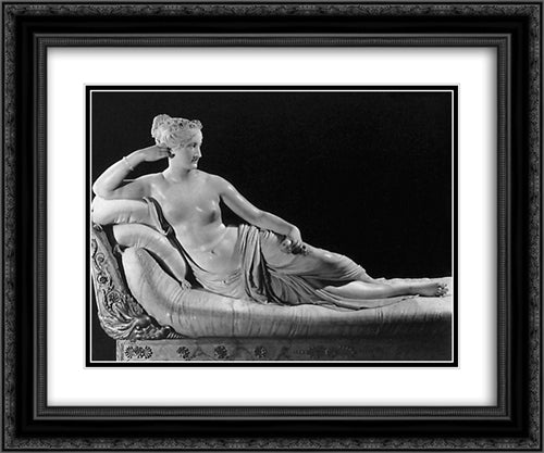 Venere Vincitrice 24x20 Black Ornate Wood Framed Art Print Poster with Double Matting by Canova, Antonio