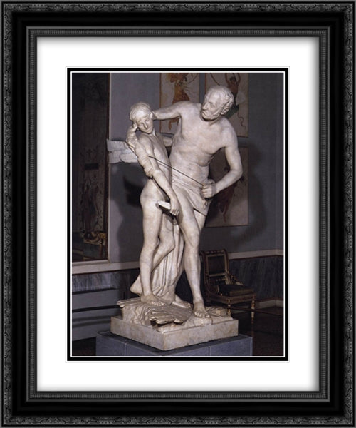 Daedalus and Icarus 20x24 Black Ornate Wood Framed Art Print Poster with Double Matting by Canova, Antonio