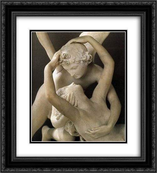 Amor and Psyche (detail) 20x22 Black Ornate Wood Framed Art Print Poster with Double Matting by Canova, Antonio