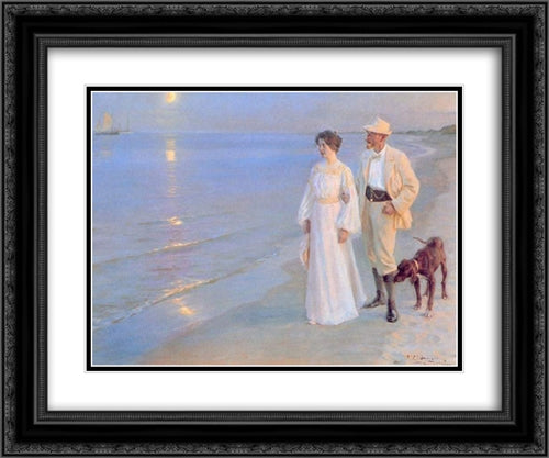 Tarde de verano en Skagen 24x20 Black Ornate Wood Framed Art Print Poster with Double Matting by Kroyer, Peder Severin