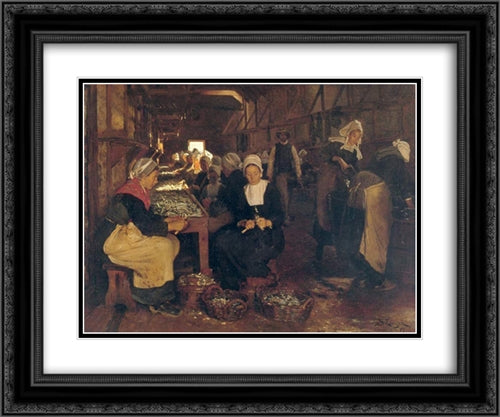 Mujeres en Concarneau 24x20 Black Ornate Wood Framed Art Print Poster with Double Matting by Kroyer, Peder Severin