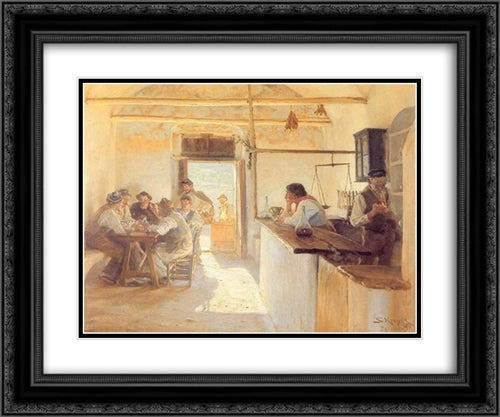 Taberna en Ravello 24x20 Black Ornate Wood Framed Art Print Poster with Double Matting by Kroyer, Peder Severin