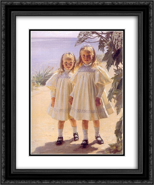 Hermanas Bentzon 20x24 Black Ornate Wood Framed Art Print Poster with Double Matting by Kroyer, Peder Severin