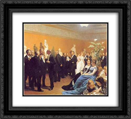 Encuentro en el museo 22x20 Black Ornate Wood Framed Art Print Poster with Double Matting by Kroyer, Peder Severin