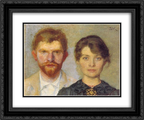 Retrato del matrimonio 24x20 Black Ornate Wood Framed Art Print Poster with Double Matting by Kroyer, Peder Severin