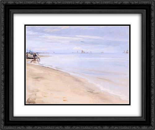 Playa de Skagen 24x20 Black Ornate Wood Framed Art Print Poster with Double Matting by Kroyer, Peder Severin