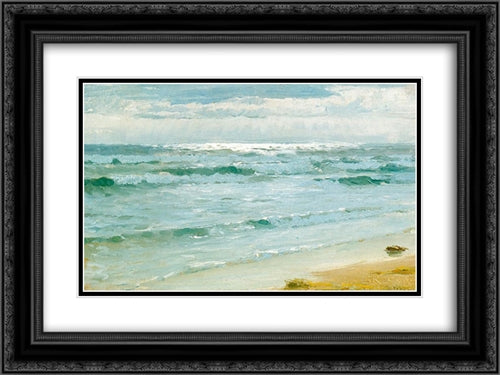 Mar en Skagen 24x18 Black Ornate Wood Framed Art Print Poster with Double Matting by Kroyer, Peder Severin