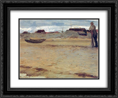 Skagen 24x20 Black Ornate Wood Framed Art Print Poster with Double Matting by Kroyer, Peder Severin