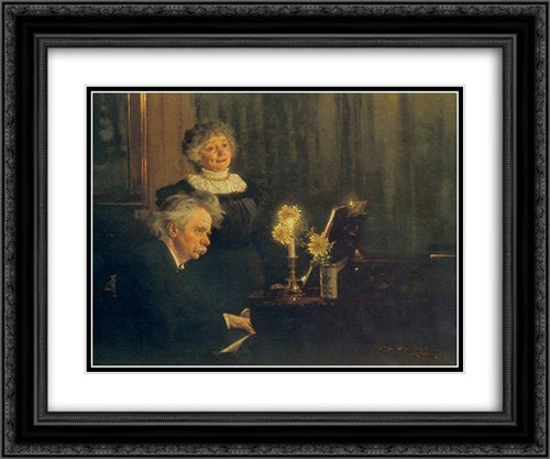 Nina y Edvard Grieg 24x20 Black Ornate Wood Framed Art Print Poster with Double Matting by Kroyer, Peder Severin