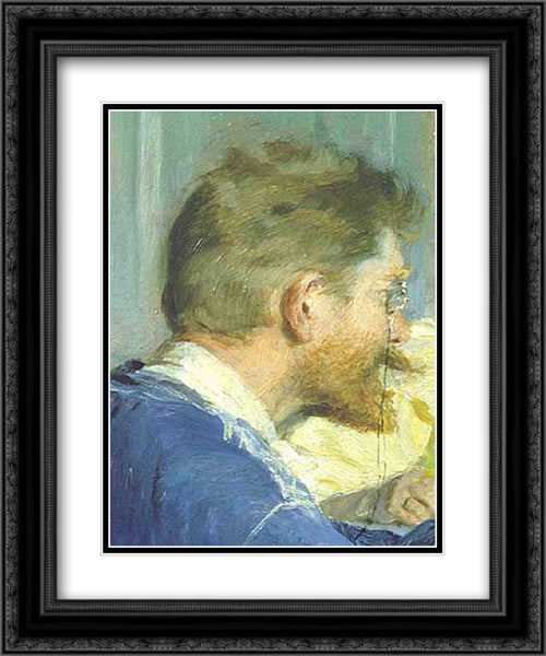 Autorretrato del pintor 20x24 Black Ornate Wood Framed Art Print Poster with Double Matting by Kroyer, Peder Severin