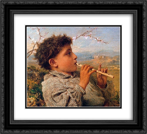 Shepherd Piper 22x20 Black Ornate Wood Framed Art Print Poster with Double Matting by Anderson, Sophie Gengembre