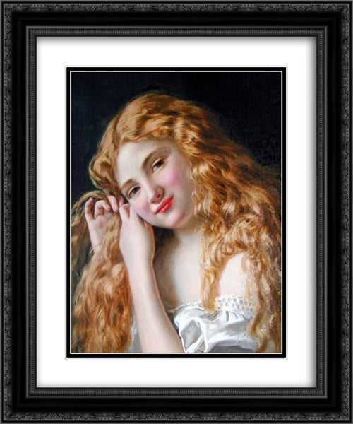 Young Girl Fixing Her Hair 20x24 Black Ornate Wood Framed Art Print Poster with Double Matting by Anderson, Sophie Gengembre