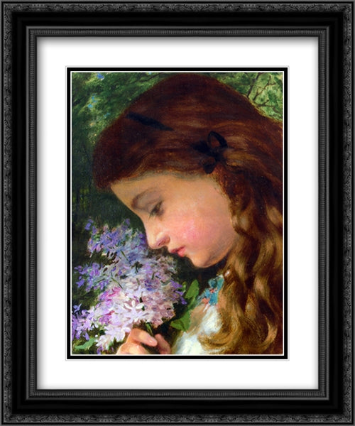 Girl With Lilac 20x24 Black Ornate Wood Framed Art Print Poster with Double Matting by Anderson, Sophie Gengembre