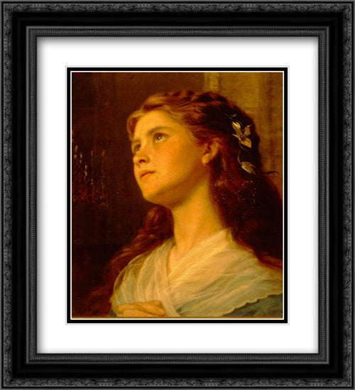 Portrait of a Young Girl 20x22 Black Ornate Wood Framed Art Print Poster with Double Matting by Anderson, Sophie Gengembre