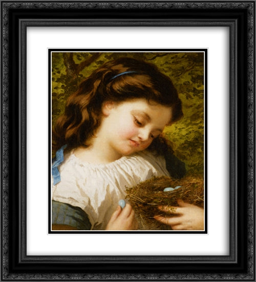 The Brids Nest 20x22 Black Ornate Wood Framed Art Print Poster with Double Matting by Anderson, Sophie Gengembre