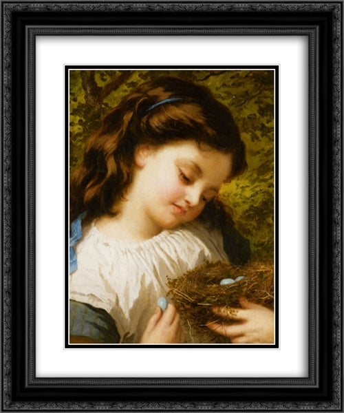 The Birds Nest 20x24 Black Ornate Wood Framed Art Print Poster with Double Matting by Anderson, Sophie Gengembre