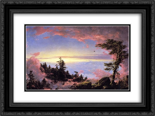 Above the Clouds at Sunrise 24x18 Black Ornate Wood Framed Art Print Poster with Double Matting by Church, Frederic Edwin