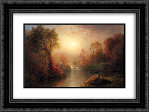 Autumn 24x18 Black Ornate Wood Framed Art Print Poster with Double Matting by Church, Frederic Edwin