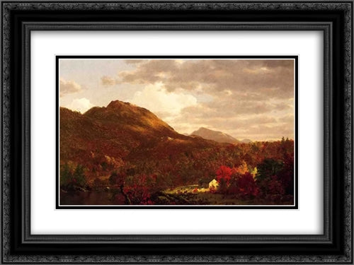 Autumn on the Hudson 24x18 Black Ornate Wood Framed Art Print Poster with Double Matting by Church, Frederic Edwin