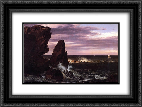 Coast Scene 24x18 Black Ornate Wood Framed Art Print Poster with Double Matting by Church, Frederic Edwin