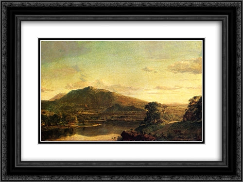 Figures in a New England Landscape 24x18 Black Ornate Wood Framed Art Print Poster with Double Matting by Church, Frederic Edwin