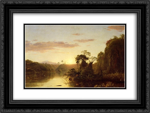 La Magdalena aka Scene on the Magdalena 24x18 Black Ornate Wood Framed Art Print Poster with Double Matting by Church, Frederic Edwin