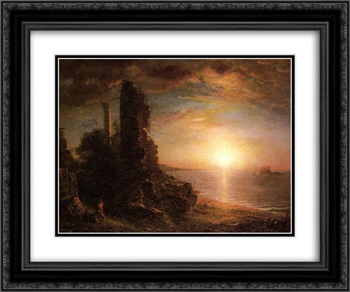 Landscape in Greece 24x20 Black Ornate Wood Framed Art Print Poster with Double Matting by Church, Frederic Edwin