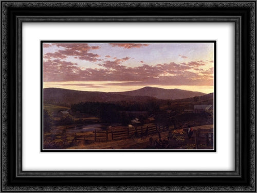 Ira Mountain, Vermont 24x18 Black Ornate Wood Framed Art Print Poster with Double Matting by Church, Frederic Edwin