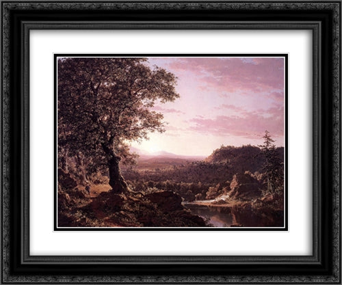 July Sunset, Berkshire County, Massachusetts 24x20 Black Ornate Wood Framed Art Print Poster with Double Matting by Church, Frederic Edwin