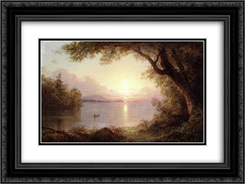 Landscape in the Adirondacks 24x18 Black Ornate Wood Framed Art Print Poster with Double Matting by Church, Frederic Edwin