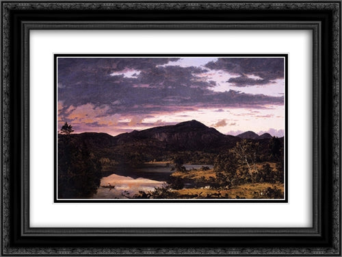 Lake Scene in Mount Desert 24x18 Black Ornate Wood Framed Art Print Poster with Double Matting by Church, Frederic Edwin