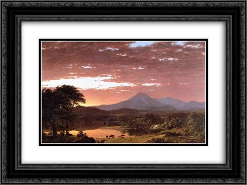 Mount Ktaadn 24x18 Black Ornate Wood Framed Art Print Poster with Double Matting by Church, Frederic Edwin