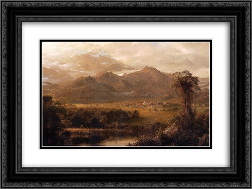 Mountains of Ecuador 24x18 Black Ornate Wood Framed Art Print Poster with Double Matting by Church, Frederic Edwin