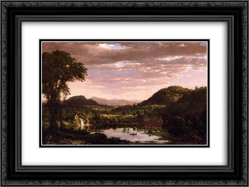 New England Landscape 24x18 Black Ornate Wood Framed Art Print Poster with Double Matting by Church, Frederic Edwin