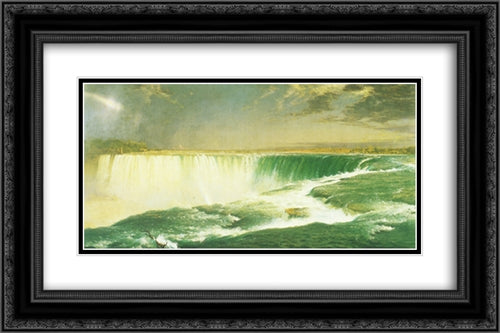 Niagara Falls 24x16 Black Ornate Wood Framed Art Print Poster with Double Matting by Church, Frederic Edwin