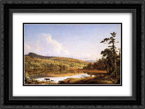 North Lake 24x18 Black Ornate Wood Framed Art Print Poster with Double Matting by Church, Frederic Edwin