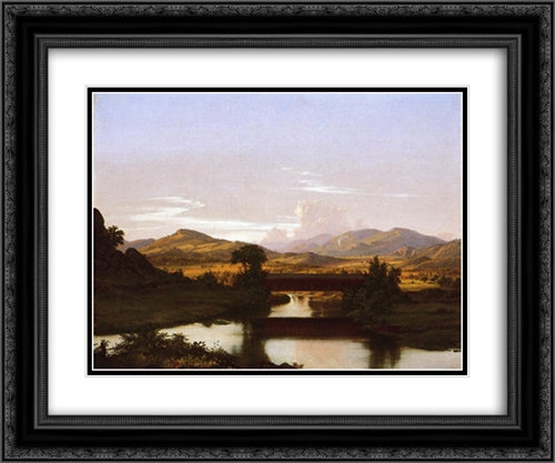 On Otter Creek 24x20 Black Ornate Wood Framed Art Print Poster with Double Matting by Church, Frederic Edwin